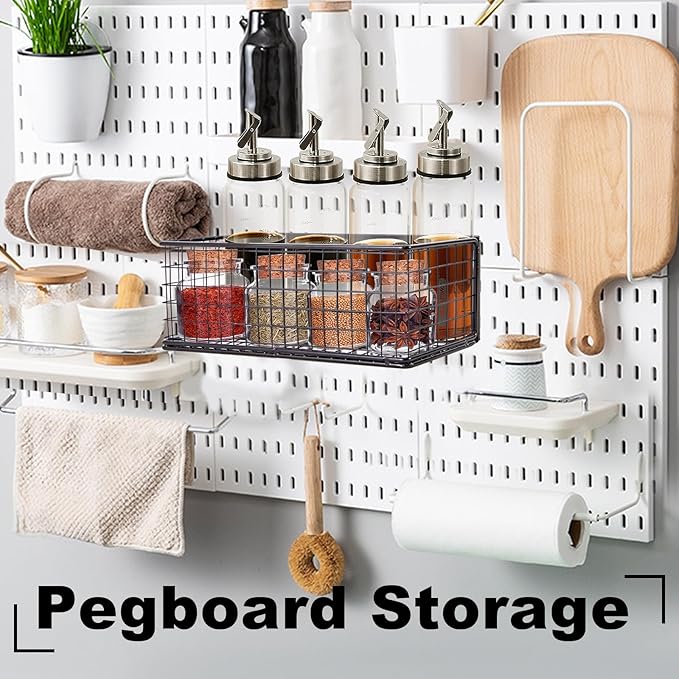 Magnetic Basket, Magnetic Shelf for Fridge, Magnetic Spice Rack Wire Mesh Magnetic organizer Holder Accessories for Office Kitchen Classroom Storage, Black-High, 9.44" x 4" x 3.14"-Ruum Studio Home