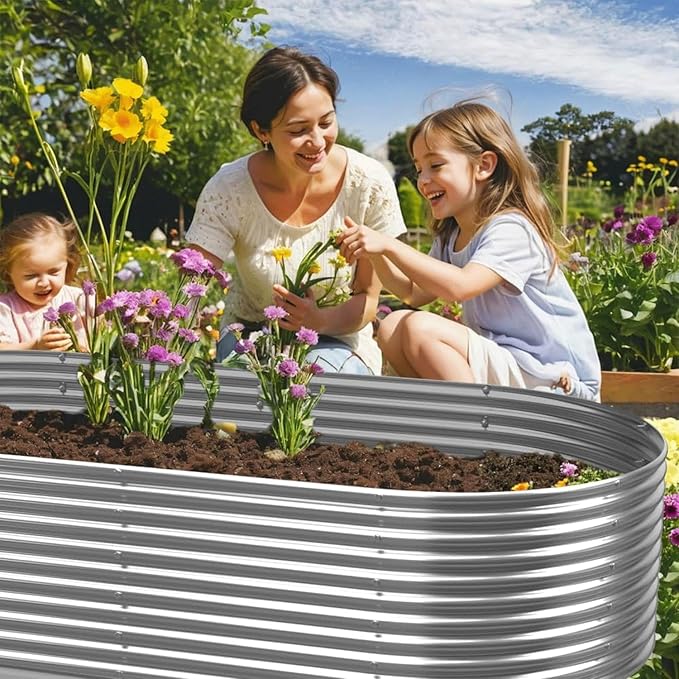 2 Pack 8x2FT Tall Galvanized Raised Garden Bed Outdoor,Metal Garden Bed for Vegetables,Steel Raised Beds for Gardening,Above Ground Garden Box for Flower-DW5-Ruum Studio Home