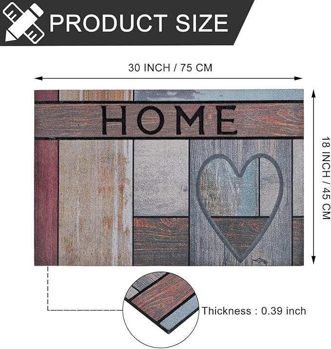 CHICHIC Welcome Door Mat 18x 30 Inch Front Doormat Outdoors for Home Entrance Outdoors Mat for Outside Entry Way Doormat Entry Rugs, Heavy Duty Non Slip Rubber Back Low Profile, Heart-Ruum Studio Home