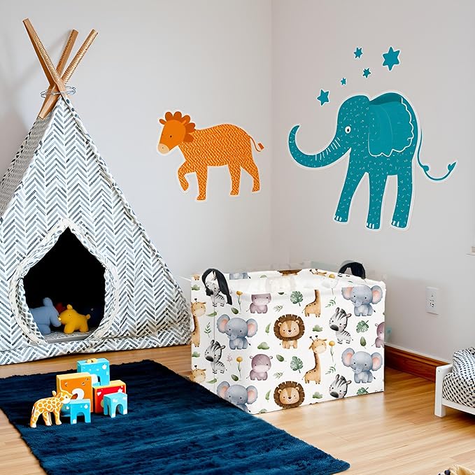 HIYAGON Rectangular Woodland Animal Basket Baby Storage Basket Storage Bin Organizer Box Animal Room Decor(Animal Basket)-Ruum Studio Home