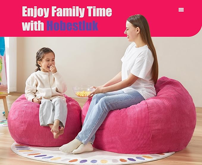 Hobestluk 3.5FT Bean Bag Chair Adult Bean Bag Chair Large Bean Bag Chair with Filler Included Teardrop Bean Bag with Removable Cover for Bedroom Living Room - (Large, Pink)-Ruum Studio Home