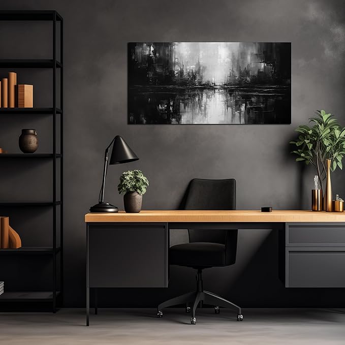 Abstract Wall Pictures for Living Room,Black Art Paintings for Wall Office Wall Art Bedroom Wall Decor 20 x 40 Inch-Ruum Studio Home