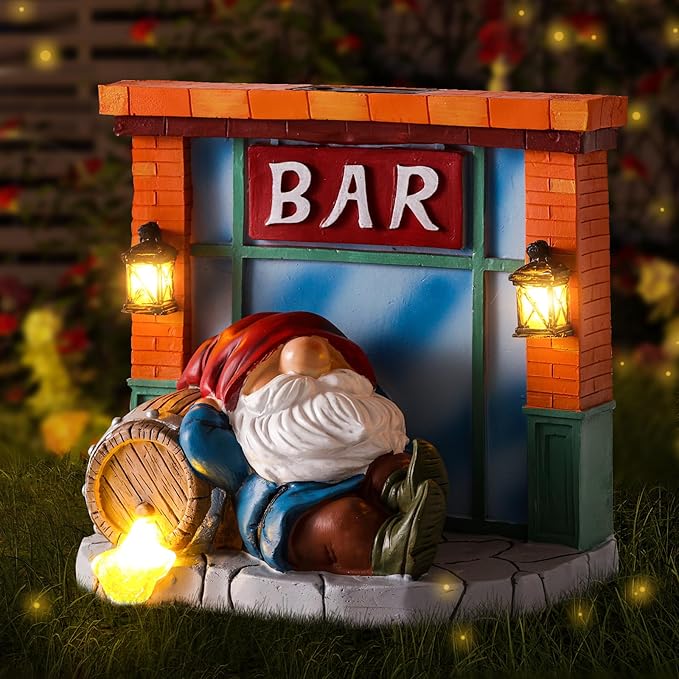 WINTS Garden Gnomes Solar Lights,Solar Gnomes Outdoor,Funny Garden Gnomes Decoration for Lawn,Balcony,Yard,Patio Gnome Gifts for Mom,Men-Ruum Studio Home