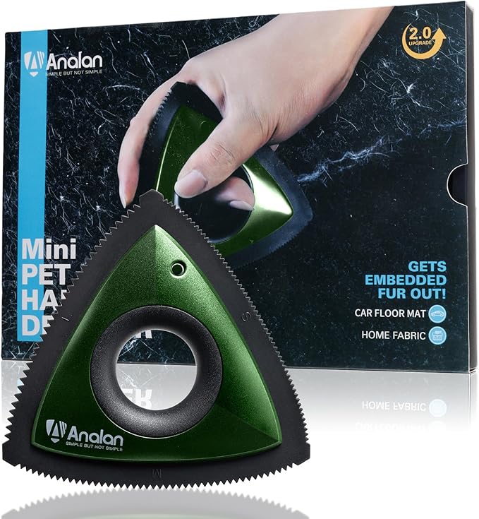 Analan Mini Pet Hair Remover for Car Detailing Supplies, Carpet Dog Hair Remover for Car Interior, Triangle Dog Hair Remover for Auto Detailing, Couch, Furniture, Lint, Carpet (Forest Green)-Ruum Studio Home