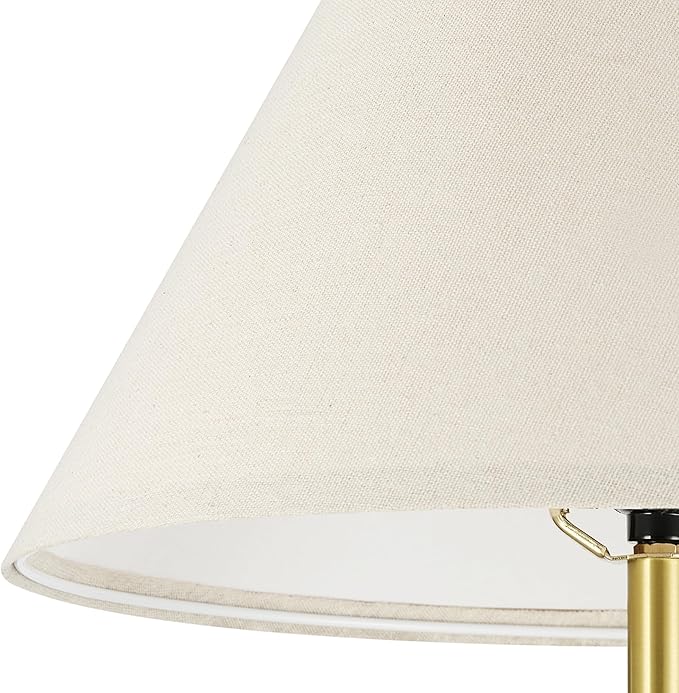 GLOBE Electric 61000060 60" Floor Lamp, Matte Brass Finish, Beige Linen Shade, Heavy Weighted Base, Rotary Switch on Shade, Modern Standing Light for Living Room, Home Office Accessories-Ruum Studio Home