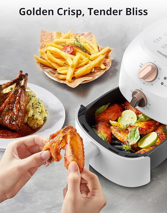 COMFEE' Compact 2.1 Quart Air Fryer with 12 Menu Options, Adjustable Timer & Temperature Control 180-400 degrees F, Dishwasher-Safe Nonstick Fry Basket with Stainless Steel Finish-Ruum Studio Home
