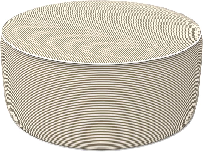 LVTXIII Inflatable Stool Ottoman Footrest with Handle, All Weather Foot Rest, Indoor or Outdoor Use for Home Patio Garden and Camping, D21 x H9, Stripe Beige-Ruum Studio Home
