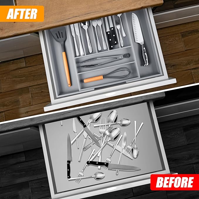 Kitchen Silverware Drawer Organizer and Storage Cabinet Utensil Rack Bathroom Counter Vanity Extra Large Big Cooking Drawer Organizers Countertop Pantry Storage Cabinet Best Kitchen Must Haves 2025-Ruum Studio Home