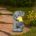 Solar Puppy Dog Garden Decor - Cute Pet Memorial Statue, Auto On/Off LED Light, Weatherproof Resin for Yard Pathway & Dog Lover Gifts-Ruum Studio Home
