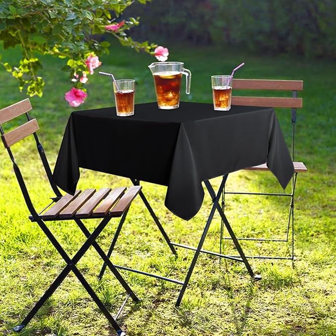 sancua Small Square Tablecloth 36 x 36 Inch Black, Stain and Wrinkle Resistant Washable Polyester Table Cloth for Dining Buffet Party Decorative Fabric Table Cover for Nightstand End Bedside Tables-Ruum Studio Home