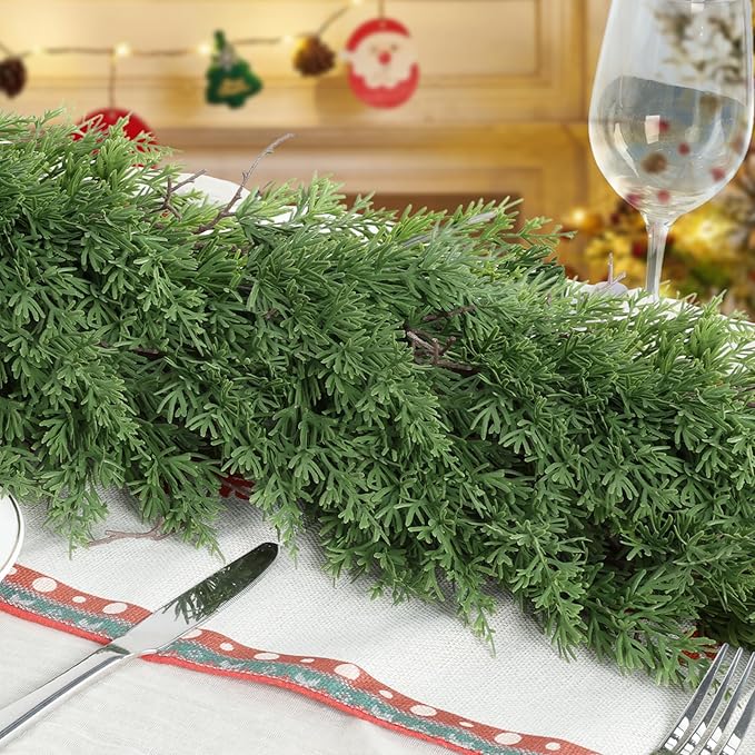 6 Ft Real Touch Christmas Garland,Thick and Lush，Soft Bendable, Lifelike Cedar Garland Realistic, Garlands for Decoration Christmas，Christmas Garland for Mantle,Outdoor Indoor Christmas Decorations-Ruum Studio Home