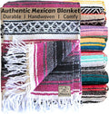 Del Mex Classic Mexican Blanket, Large Authentic Woven Falsa Throw (70"x50"), Artisan Southwest Décor for Beach, Yoga, Outdoors (Hot Pink/Fuchsia)-Ruum Studio Home