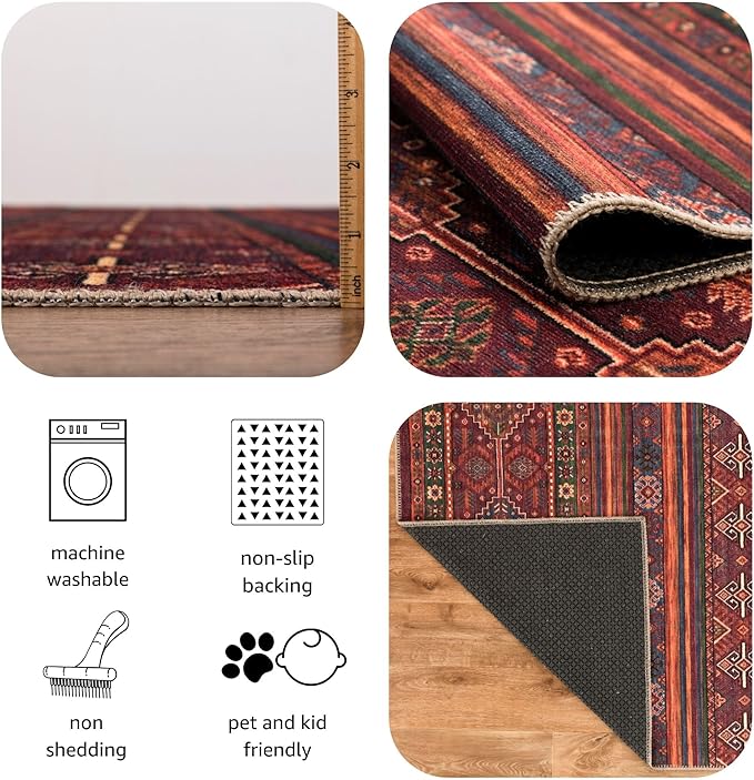 Keen Home Design 2x7 Rug - Machine Washable Runner Rug with Non-Slip Backing, Ideal for Hallway, Entryway, Kitchen, Laundry Room - Vintage, Easy Clean, Durable, Low Pile Rug - (2'6" x 7')-Ruum Studio Home