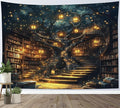 HVEST Fantasy Library Bookshelf Tapestry for Classroom Fairytale Tree Magic Bookshelf Wall Decor Retro Vintage Tapestry for Bedroom Living Room Study Room Dorm, 60L x 80W Inches-Ruum Studio Home