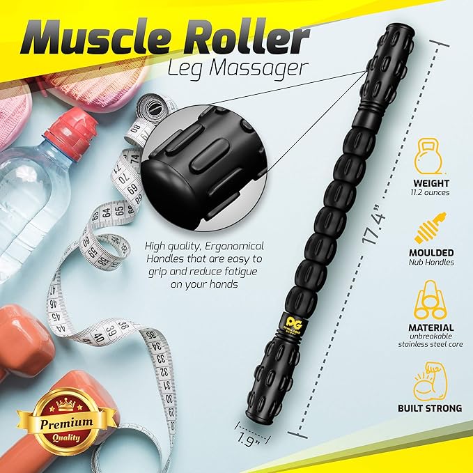 Physix Gear Roller Stick - Muscle Roller Massage Stick for Legs, The Stick Massage Roller for Deep Tissue Massaging Stick for Athletes, Physical Therapy Muscle Roller, Recovery Stick Roller-Ruum Studio Home