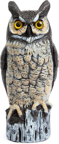 Dalen Large Fake Owl Decoy to Scare Birds Away - Garden Scarecrow Provides Natural Pest Control - 16" Tall - Great Horned Owl-Ruum Studio Home