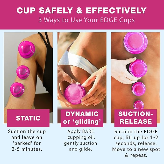 Silicone Cupping Therapy Set Professional Massage Cupping Cups for Cupping Therapy 4 Cup Kit for Massage, Myofascial Release, Cellulite Reduction (Lure Pink)-Ruum Studio Home