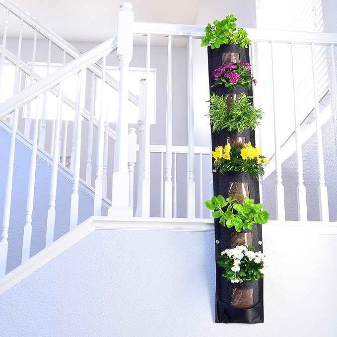 Hanging Planter Bags, Vertical Garden Planting Wall Gardening Grow Bag, 6 Pockets Large Wall Planter - Indoor Outdoor Plants Flowers Herbs, Waterproof Reusable-Ruum Studio Home