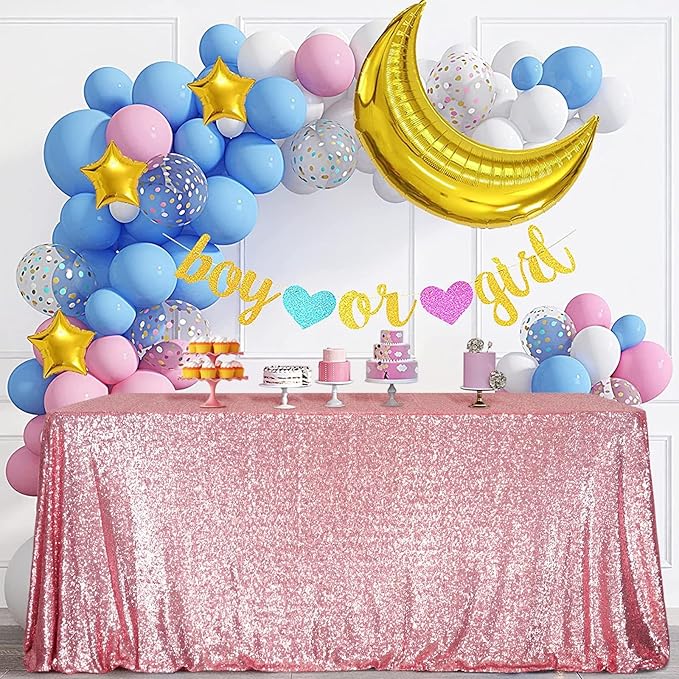SquarePie Sequin Tablecloth 60 x 120 Inch Fuchsia Pink Sparkly Table Linen for Wedding Party-Ruum Studio Home