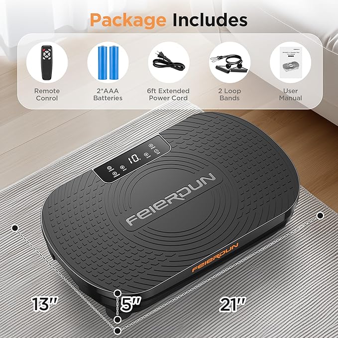 FEIERDUN Vibration Plate Exercise Machine, Vibration Plate for Lymphatic Drainage, Power Plate Vibration Platform for Weight Loss, Toning & Wellness-Ruum Studio Home