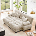 Loveseat Modular Sectional Sofa, U Shaped Couch with Ottoman, Cloud Couch Sectional Couch Home Sofa Living Room Oversized Couch Deep Seat Couch with Round Bolster Armrests 4 Pillows-Ruum Studio Home
