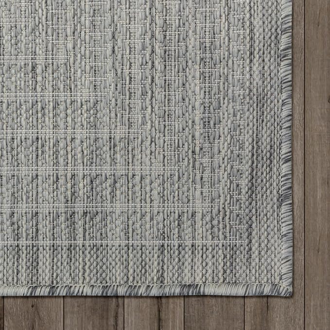 Adiva Rugs Outdoor Indoor Area Rug, Weather Resistant, Easy to Clean, Stain Resistant Floor Mat for Dining Room, Backyard, Deck, Patio (Silver Weiss, 2'6" x 7')-Ruum Studio Home