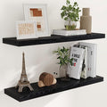 40 Inch Floating Shelves Black, 40" W x 9" D Floating Shelf Set of 2, Farmhouse Wood Wall Shelves for Bedroom, Kitchen, Wall Mounted Deep Shelving for Home Decor-Ruum Studio Home