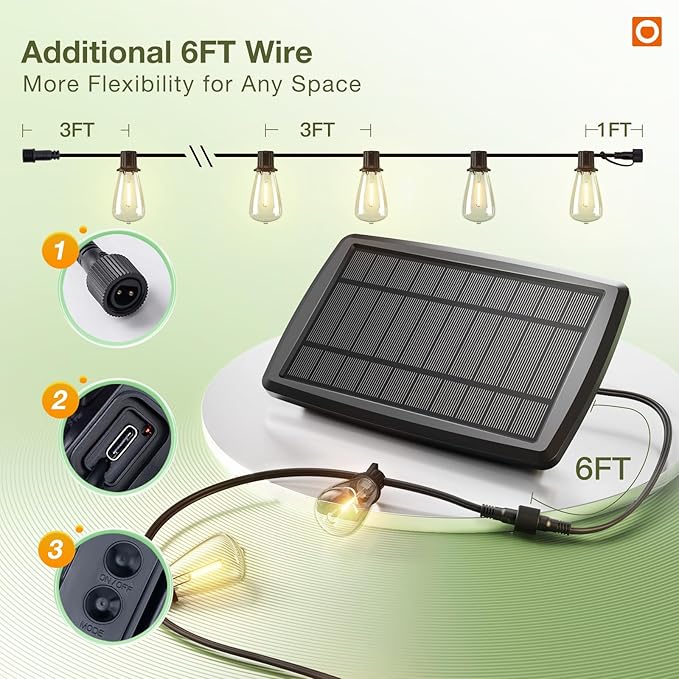 addlon 78(72+6) FT Solar String Lights Waterproof,Patio Lights Solar Powered with Remote & USB Port 3 Lighting Modes 24+2 LED Shatterproof Bulbs Outdoor Lights for Camping Backyard Garden-Ruum Studio Home