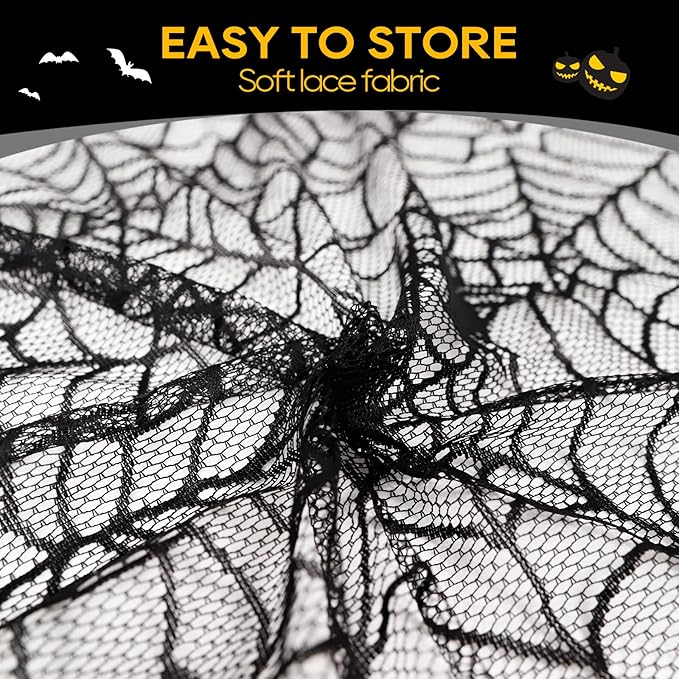 eZAKKA Round Halloween Tablecloth, 70 Inch Spider Webs Tablecloths Black Tablecloth Lace Fabric Table Cloths Spooky Table Cover for Parties Gothic Halloween Home Decorations-Ruum Studio Home