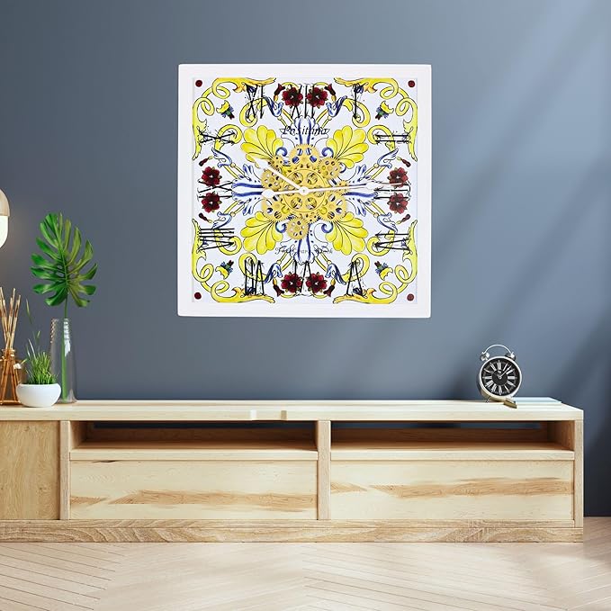 The Gears Clock Wall Clock Italy Collection with Moving Gears (Positano, 24 inches (60 cm))-Ruum Studio Home