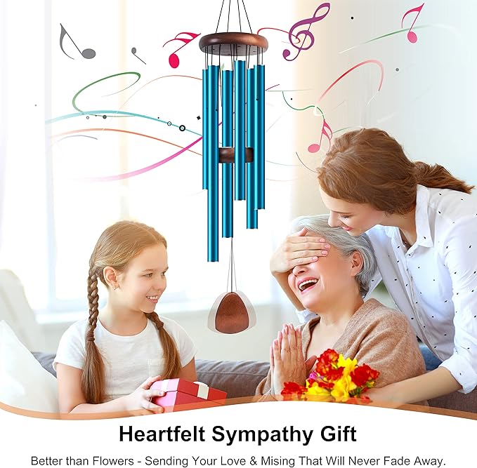 Large Aluminium Wind Chimes 37 Inches to Create a Zen Atmosphere Suitable for Outdoor, Garden, Patio Decoration. Classic Wind Chimes with Wind Catcher Suitable as A Gift for Unisex(Blue)-Ruum Studio Home
