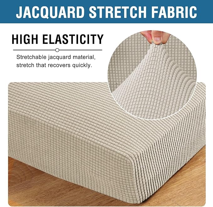 H.VERSAILTEX Super Stretch Individual Chaise Cover Sectional Couch Covers for L Shaped Sofa Both Left/Right Featuring Thick Jacquard Textured Twill Fabric (1 Piece Chaise Cover Large, Island Fossi)-Ruum Studio Home