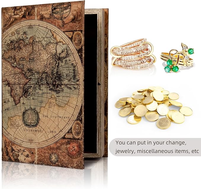 Decorative Fake Book Box for Shelf Decor, Coffee Table Storage & Home Decor - Vintage Faux Leather Embossed Secret Storage Box with Magnetic Closure (12" Large Size)-Ruum Studio Home