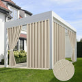 HolidayIdeas Linen Outdoor Curtains for Patio Waterproof 4 Panels Cream Outside Curtains 84 inch Length-Indoor/Outdoor Gazebo Wide Curtains Weatherproof, Privacy for Pergola, Porch, Cabana 110"x84"-Ruum Studio Home