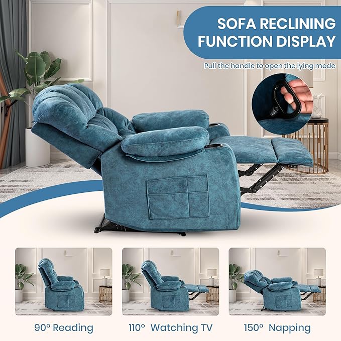 Recliner Chair Manual Modern Ergonomic Lounge Single Sofa Seat Living Room Lounge Recliners on Clearance Foam Filling-Ruum Studio Home