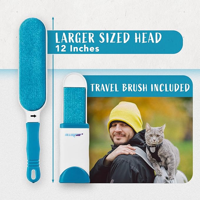 Lint Brush and Pet Hair Remover for Laundry, Clothes, Couches, Car Seats, Furniture and Fabric. Reusable Dog and Cat Fur Wizard Hair Removal Brush. ALLISTAR (Sky Blue)-Ruum Studio Home