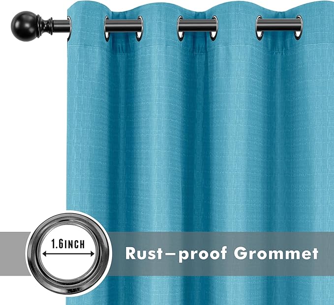 HolidayIdeas 4 Panels Linen Outdoor Curtains for Patio Waterproof-Teal Outside Curtains 54"x 84"-Indoor/Outdoor Curtains Weatherproof, Privacy for Pergola, Porch, Gazebo, Living Room, Backyard-Ruum Studio Home