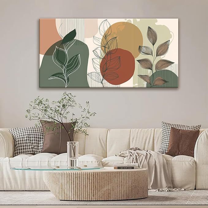 Tsomzxng Canvas Art Wall Decor Abstract Boho Wall Art For Living Room Modern Century Canvas Prints Paintings Pictures Green Botanical Bohemain Wall Art For Hotel Home Wall Artwork 24x48 Inch-Ruum Studio Home