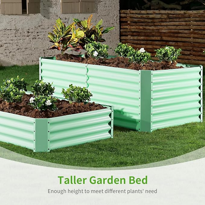 Land Guard 6×3×2ft Galvanized Raised Garden Bed, Planter Boxes Outdoor, Raised Garden Beds Outdoor for Vegetables, Flowers, Herbs, 269 Gallons, Lime Green…-Ruum Studio Home