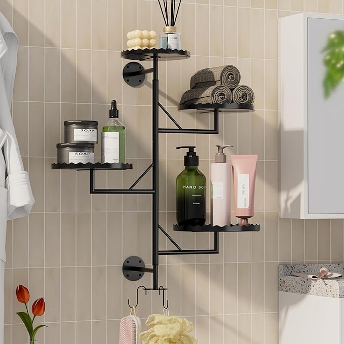 Rotating Wall Plant Shelves Versatile Window Plant Shelf for Indoor Plants Bathroom Living Room Use Wall Planter with Durable Metal Material 4 Pots-Ruum Studio Home