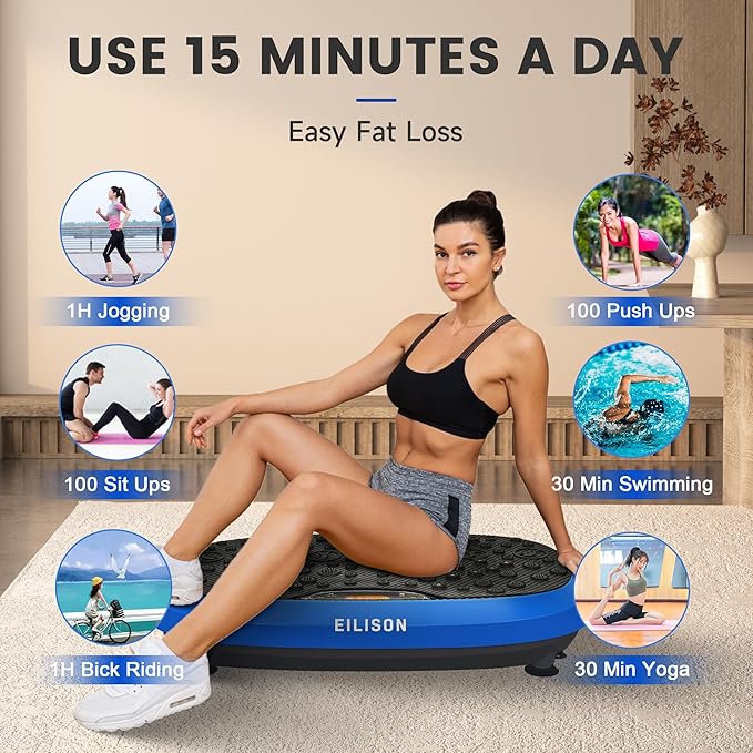EILISON FitMax 3D XL Vibration Plate Exercise Machine - Whole Body Workout Vibration Platform w/Loop Bands - Lymphatic Drainage Machine for Weight Loss, Shaping, Wellness, Recovery-Ruum Studio Home