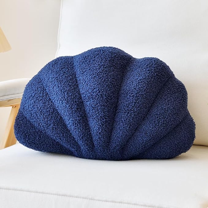 Seashell Throw Pillows, Shell Shaped Throw Pillows, 18 Inch Soft Home Decorative Pillow Plush Cushion for Bed Couch Living Sofa Room Decor Accent Throw Pillow (Navy 18Inch)-Ruum Studio Home