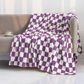 LOMAO Throw Blankets Flannel Blanket with Checkerboard Grid Pattern Soft Throw Blanket for Couch, Bed, Sofa Luxurious Warm and Cozy for All Seasons (Purple, 50"x60")-Ruum Studio Home