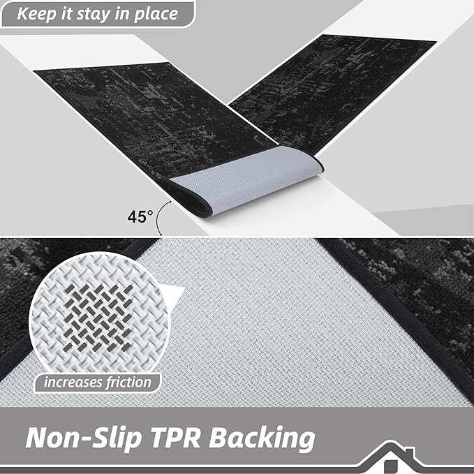 BEQHAUSE Dirt Trapper Door Mat 20"x32" Non-Slip Door Mats Washable Entryway Rugs Stain Resistant Doormat Absorbent Welcome Floor Mat for Front Back Door, Muddy Wet Shoes & Paws,Black-Ruum Studio Home