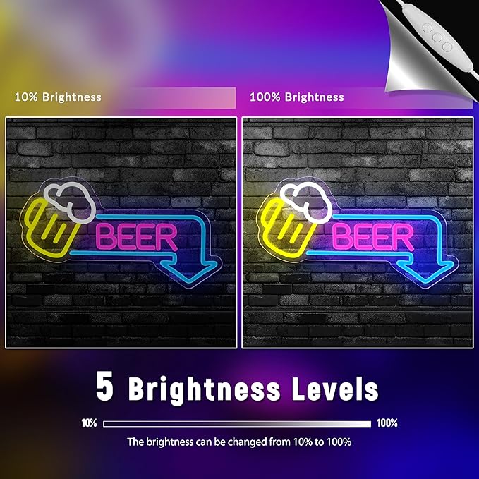 Beer Neon Signs Led Beer Neon Sign for Wall Decor Dimmable Bar Led Sign Neon Sign for Man Cave Bedroom Home Bar Shop Pub Bistro Party Game Room Decor Gifts-Ruum Studio Home