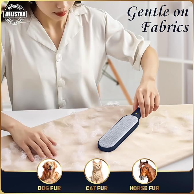 Lint Brush, Lint Remover, and Pet Hair Remover for Laundry, Clothes, Couches, Car Seats, Furniture and Fabric. Reusable Dog and Cat Fur Wizard Hair Removal Brush. ALLISTAR (Midnight Blue)-Ruum Studio Home