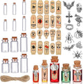 Newtay 53 Pcs Halloween Mini Potion Bottles Set Including 12 Decorative Glass Bottles with Cork Stoppers 20 Creepy Apothecary Bottle Labels Stickers 20 Charms Pendants 1 String (5/6/7/12 ML,Stylish)-Ruum Studio Home
