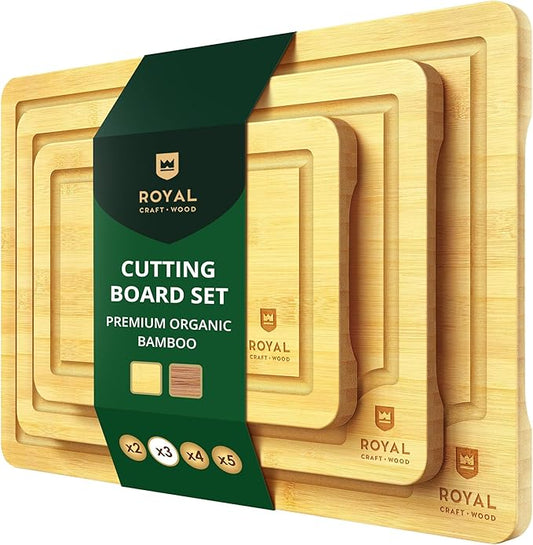 Wooden Cutting Boards for Kitchen Meal Prep & Serving - Bamboo Wood Cutting Board Set - Charcuterie & Chopping Butcher Block for Meat - Kitchen Gadgets Gift-Ruum Studio Home