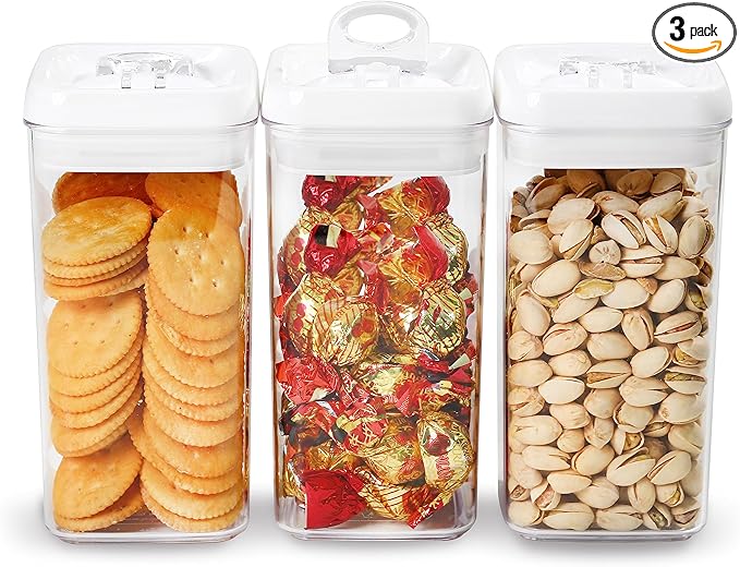 Felli Flip Tite Food Storage Container with Lid Airtight 4" Ring Seal Flip Top, Stackable Acrylic Canister Jar for Pantry Kitchen Counter, Snack Coffee Bean Granola Pet Treats Cracker Holder (1.3 qt)-Ruum Studio Home