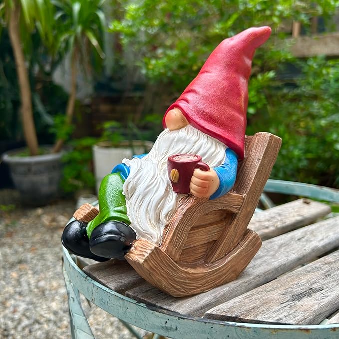 Drinking Coffee Faceless Garden Gnome Statue Decoration 7.1" Figurine Ornament for Indoor Outdoor Home Patio Yard Lawn-Ruum Studio Home